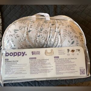 Boppy Nursing Pillow with Gray Leaf Design